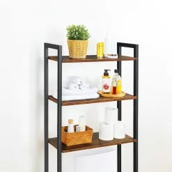 HOOBRO Over The Toilet Storage, 3-Tier Industrial Bathroom Organizer, Rustic Brown BF41TS01