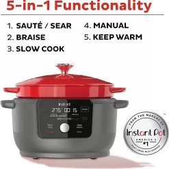 Instant Pot 6-Quart Multifunctional Dutch Oven: Braise, Slow Cook, Sear, and More