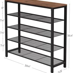 VASAGLE INDESTIC Shoe Rack, Shoe Organizer for Closet with 4 Mesh Shelves and Large Top for Bags ULBS015B03