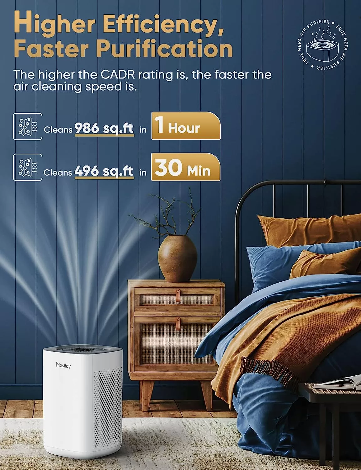 Air Purifiers for Home Large Room up to 1000 Ft², Smart WiFi Control, Removes 99.97% of Particles