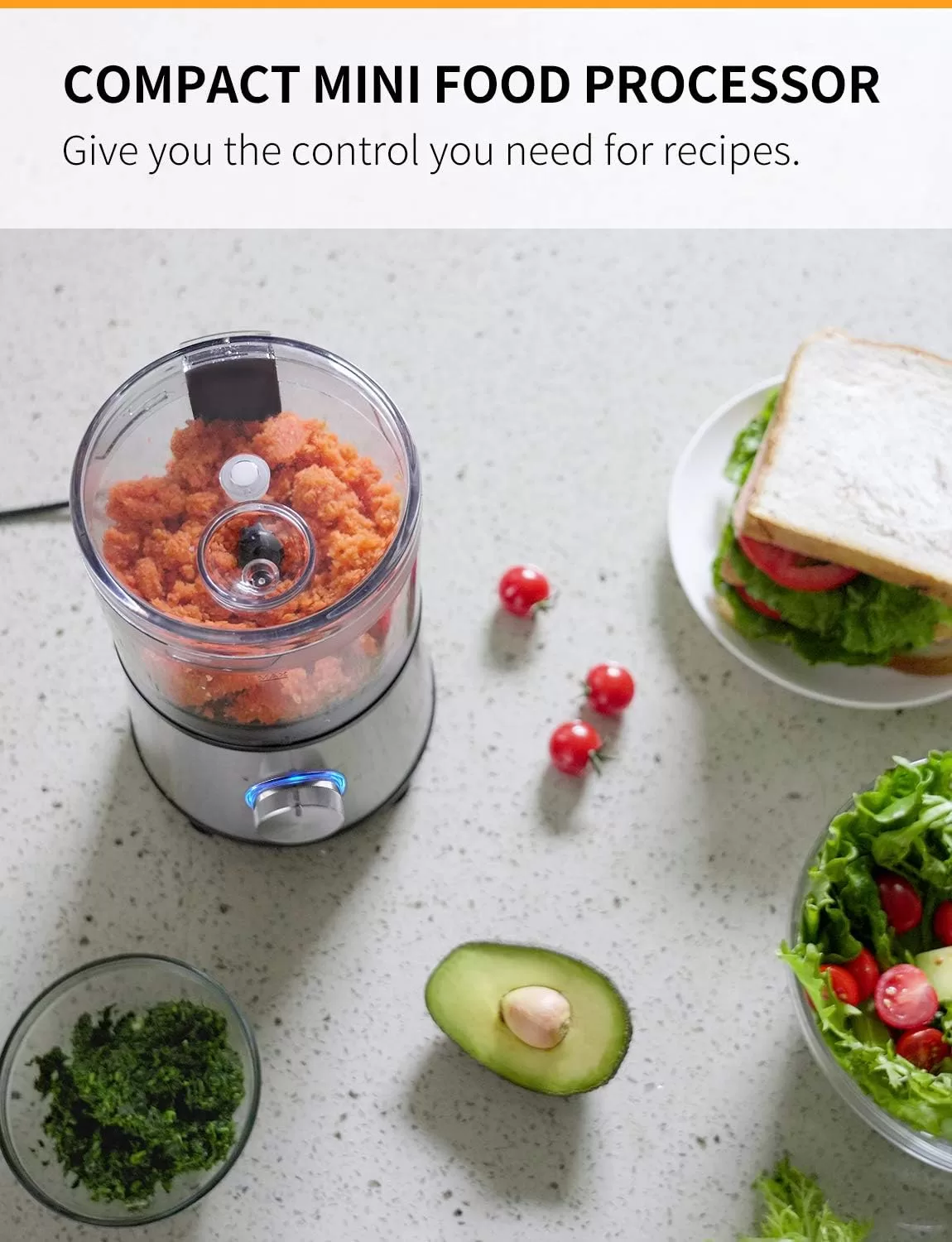 SHARDOR 3.5-Cup Food Processor Vegetable Chopper, 350 Watts with 2 Speeds Plus Pulse, Silver