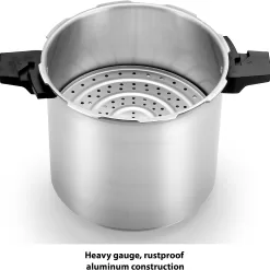 T-fal Pressure Cooker Stainless Steel Pressure Canner 22 Quart Induction 3 PSI Settings, Cookware, Pots and Pans Silver