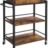 VASAGLE Industrial Bar Cart for The Home, Serving Cart with Wheels and Handle, Rustic Brown and Black ULRC72X
