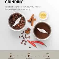 SHARDOR Coffee Grinder Electric Herb/Wet Grinder for Spices and Seeds with 2 Removable Stainless Steel Bowls, Silver