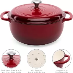 Best Choice Products 6qt Ceramic Non-Stick Heavy-Duty Cast Iron Dutch Oven w/Enamel Coating, Red