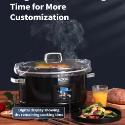 KOOC 8.5-Quart Programmable Slow Cooker, Larger than 8 Quart, More Practical than 10 Quart, Black, Oval