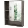 ChooChoo Bathroom Wall Mirror Cabinet, Medicine Cabinet, Grey
