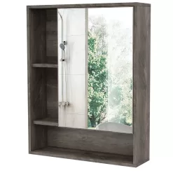 ChooChoo Bathroom Wall Mirror Cabinet, Medicine Cabinet, Grey
