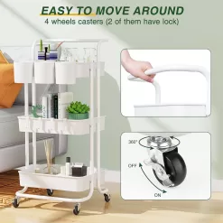 Versatile 3-Tier Rolling Utility Cart for Organized Storage
