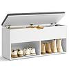 VASAGLE Shoe Bench, Storage Bench with 2 Open and 1 Closed Compartments, White and Gray ULHS021W01