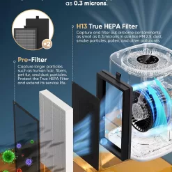 Air Purifiers for Home Large Room up to 1000 Ft², Smart WiFi Control, Removes 99.97% of Particles