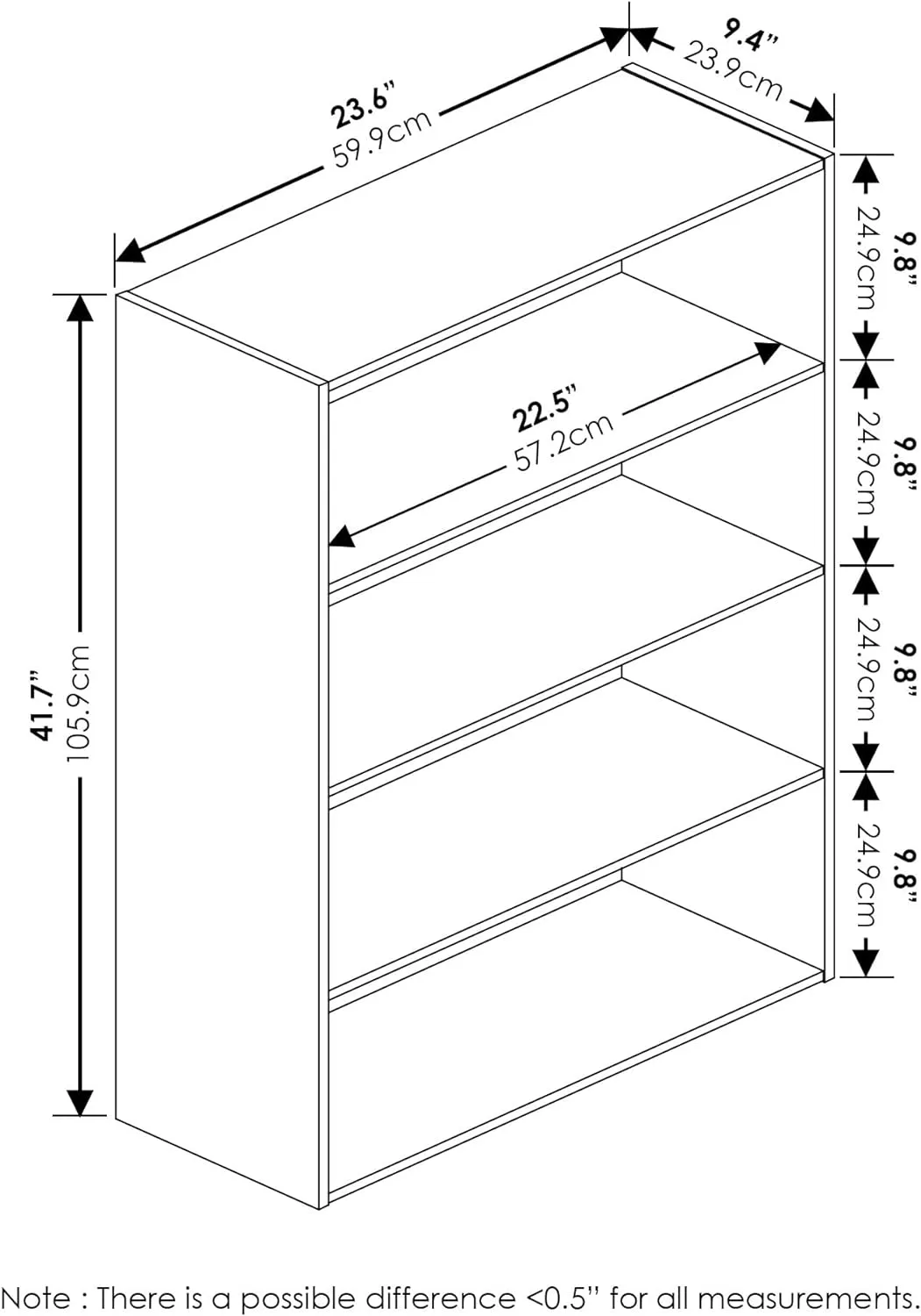 Furinno Pasir 4-Tier Bookcase/Bookshelf/Storage Shelves, White