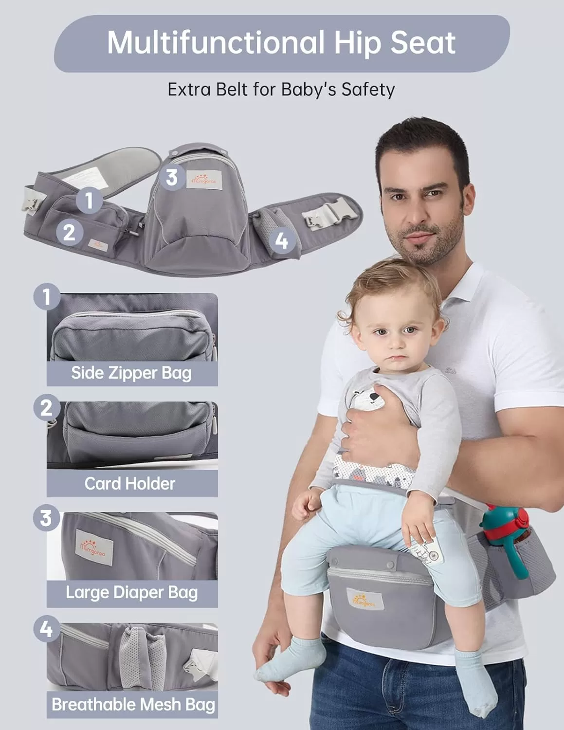 Baby Carrier Newborn to Toddler, Mumgaroo Ergonomic 6-in-1 Baby Carrier