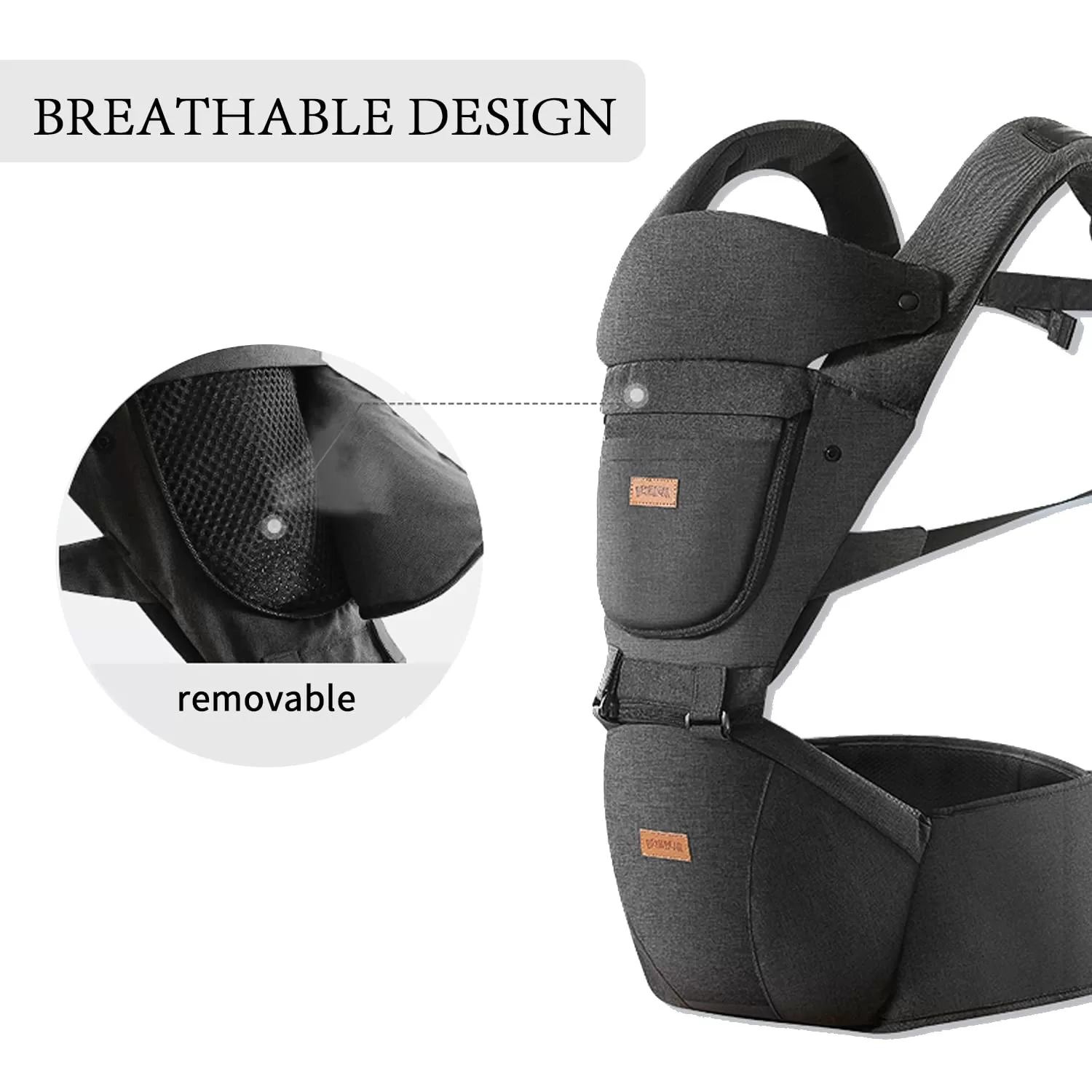 Baby Carrier with Hip Seat, Baby Carrier Newborn to Toddler (Black)