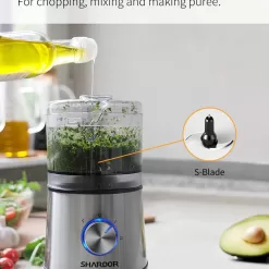 SHARDOR 3.5-Cup Food Processor Vegetable Chopper, 350 Watts with 2 Speeds Plus Pulse, Silver