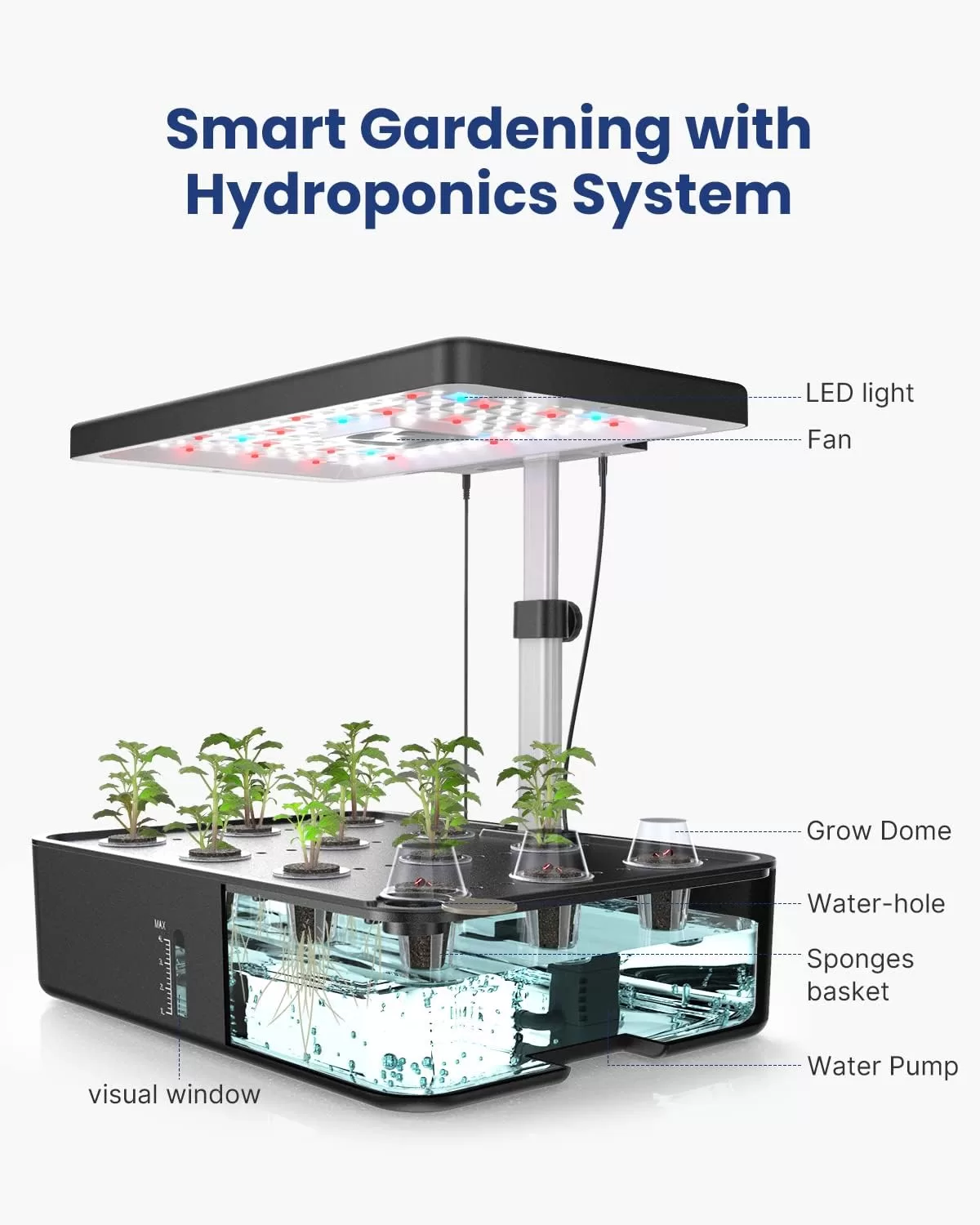 iDOO Hydroponics Growing System, 12pods Indoor Garden Plant Germination Kit