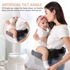 HKAI Ergonomic Baby Carrier with Adjustable Waistband & Breathable Mesh, for Newborns & Toddlers, Grey