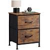 WLIVE Nightstand, 2 Drawer Dresser for Bedroom, Small Dresser with 2 Drawers, Rustic Brown Wood Grain Print
