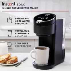 Instant Solo Single Serve Coffee Maker, From the Makers of Pot, K-Cup Pod Compatible Brewer, Black