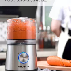 SHARDOR 3.5-Cup Food Processor Vegetable Chopper, 350 Watts with 2 Speeds Plus Pulse, Silver