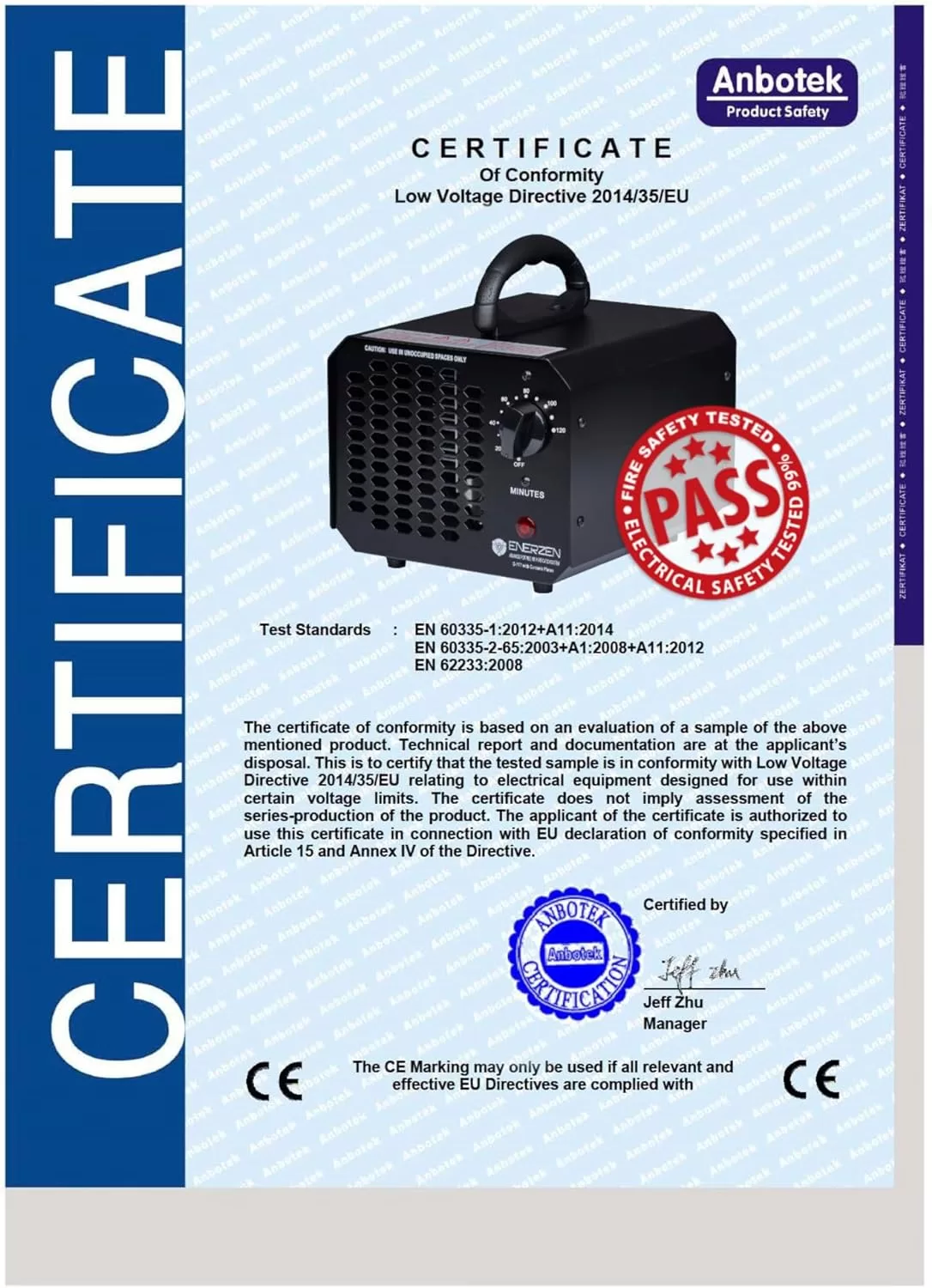 Enerzen Ozone Generator 11,000mg Industrial O3 Air Purifier Deodorizer (11,000mg - Black)