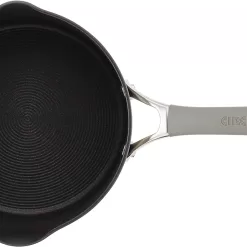 Circulon 84567 3-Qt.Covered Straining Pour Spouts Hard Anodized Aluminum Saucepan, 3 quart, Oyster Gray