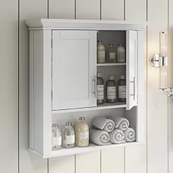 RiverRidge Somerset Two-Door Bathroom Storage, White Wall Cabinet, White