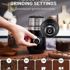 SHARDOR Adjustable Coffee Grinder Electric, Black