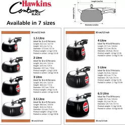 Hawkins CB30 Hard Anodised Pressure Cooker, 3-Liter, Contura Black
