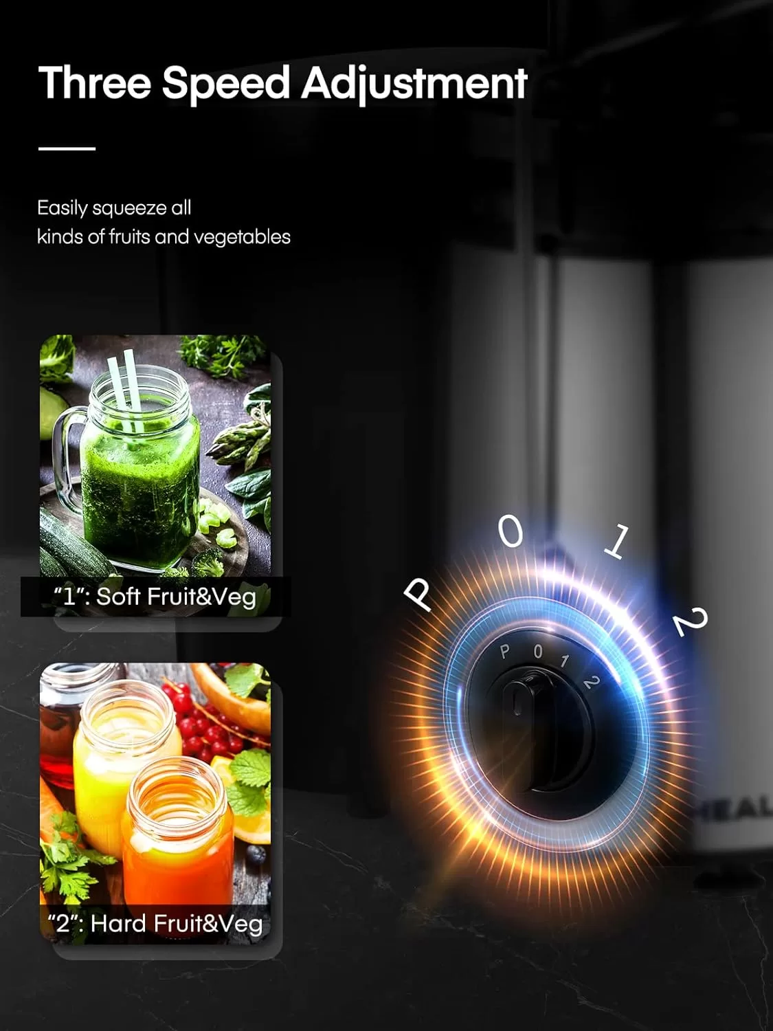 Juicer Machines, Aiheal Juicer Whole Fruit and Vegetables with 3 Speed Control, Centrifugal Juicer