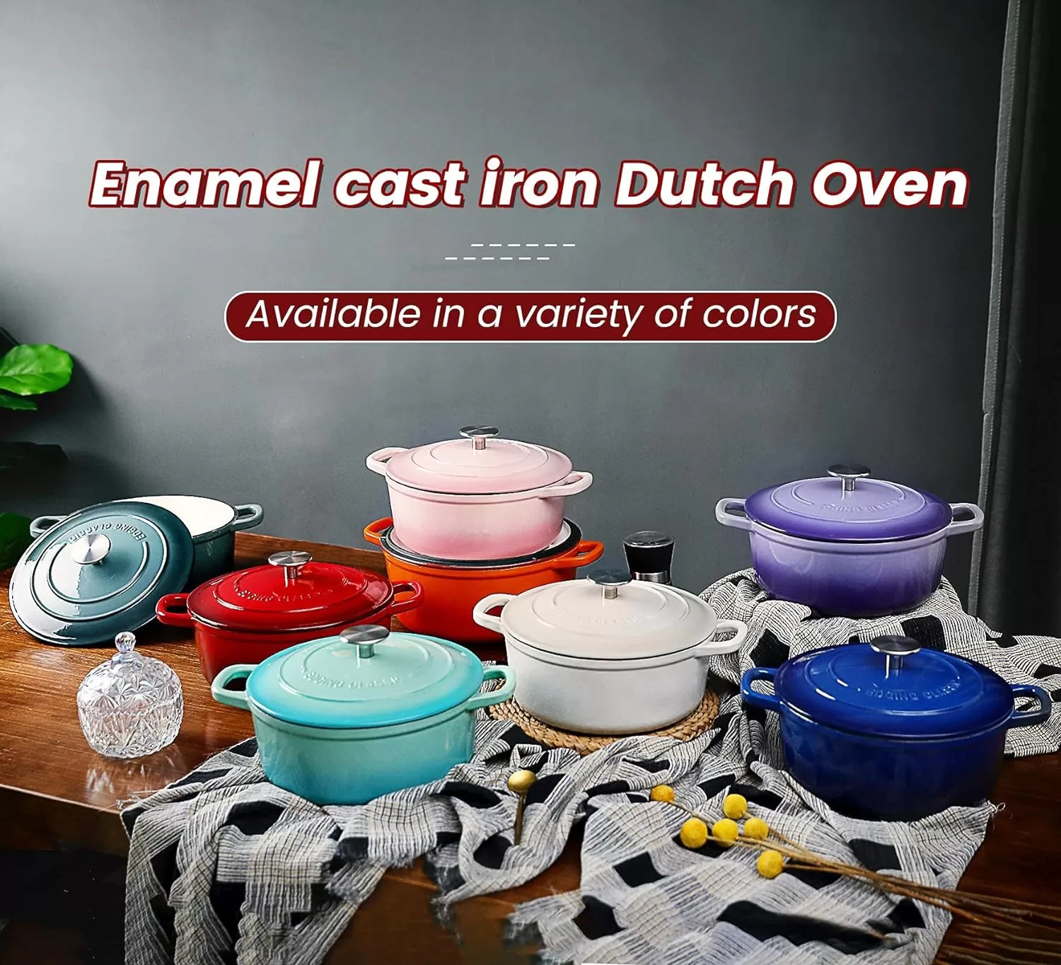 EDGING CASTING Enameled Cast Iron Covered 5.5 Quart Dutch Oven with Dual Handle, White