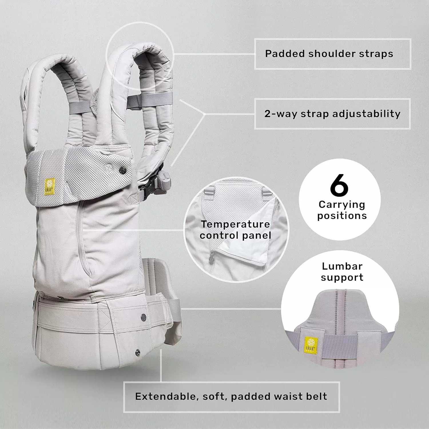 LÍLLÉbaby Complete All Seasons Ergonomic 6-in-1 Baby Carrier Newborn to Toddler - Stone