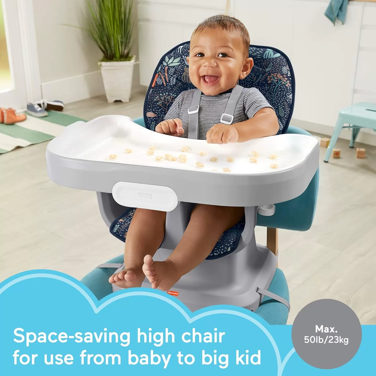 Fisher-Price Baby SpaceSaver Simple Clean High Chair Baby to Toddler Portable Dining Seat