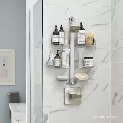 Simplehuman Adjustable and Extendable Shower Caddy XL, Stainless Steel and Anodized Aluminum