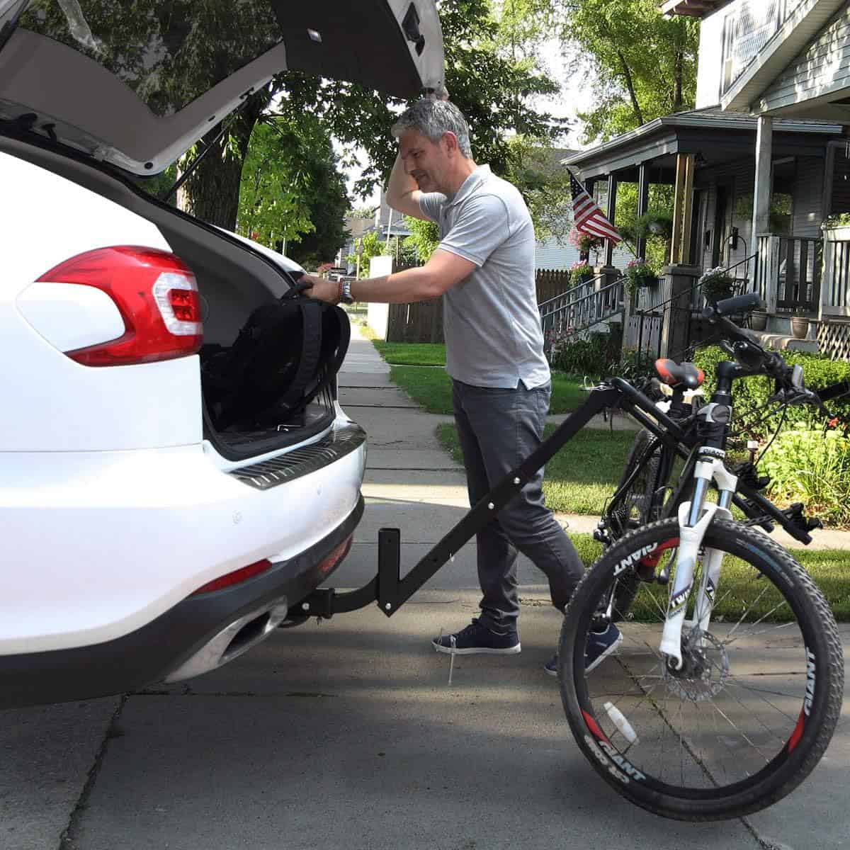 IKURAM R 2 Bike Rack Bicycle Carrier Racks Hitch Mount Double Foldable Rack for Cars, Trucks, SUV's and minivans with a 2" Hitch Receiver