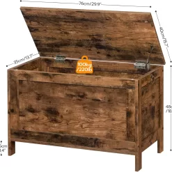 HOOBRO Storage Chest, Retro Toy Box Organizer with Safety Hinge, Rustic Brown BF75CW01G1