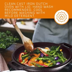 Bruntmor 2-in-1, 5 Quart Pre-seasoned Cast Iron Dutch Oven With Double Handles, 1.6 Quart Skillet
