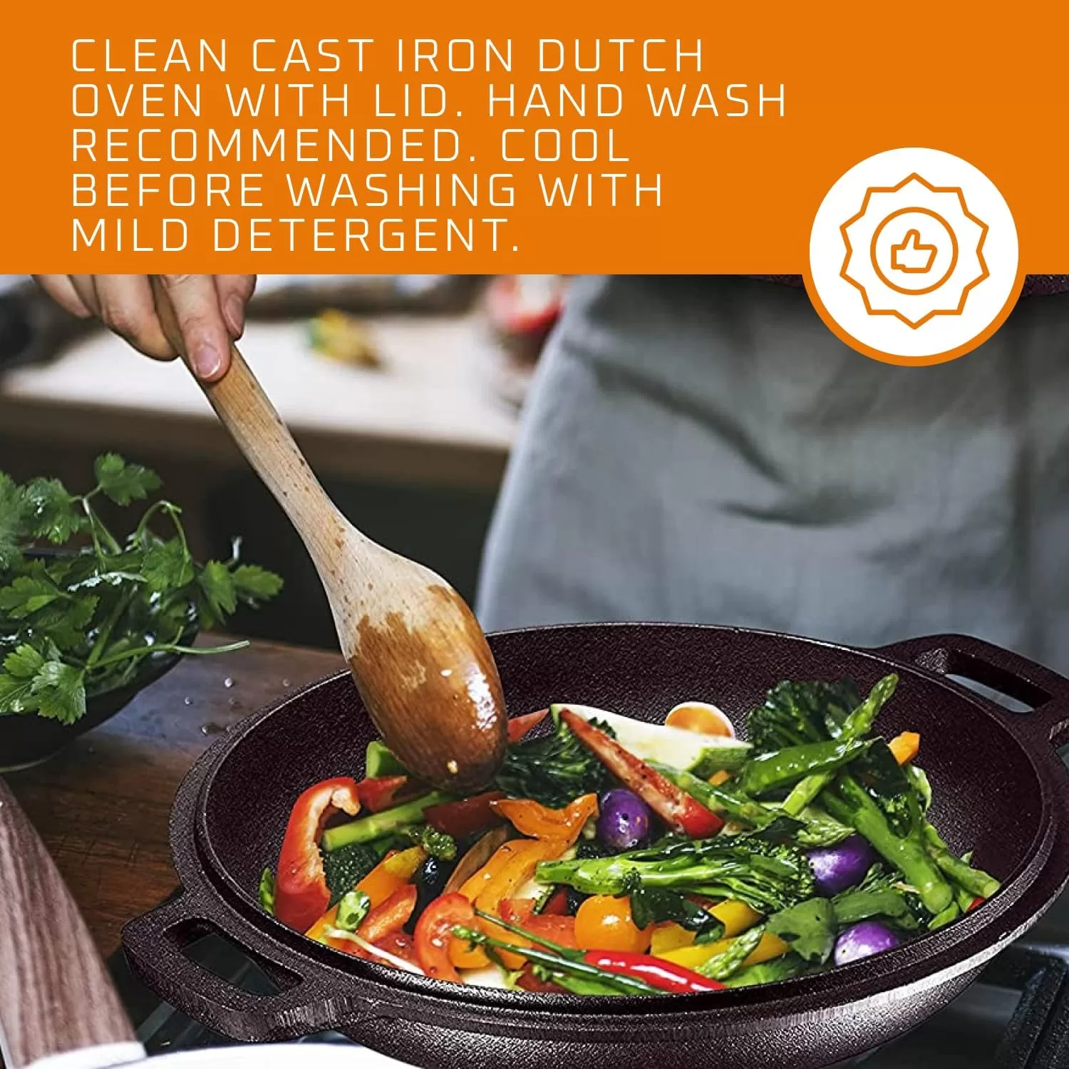 Bruntmor 2-in-1, 5 Quart Pre-seasoned Cast Iron Dutch Oven With Double Handles, 1.6 Quart Skillet