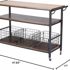 Baxton Studio Lancashire Wood and Metal Kitchen Cart, Brown