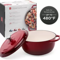 Best Choice Products 6qt Ceramic Non-Stick Heavy-Duty Cast Iron Dutch Oven w/Enamel Coating, Red