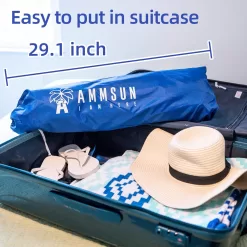 AMMSUN 6.5ft twice folded Portable beach umbrella with sand anchor windproof