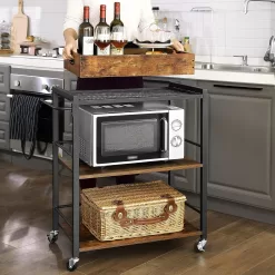 VASAGLE Industrial Bar Cart for The Home, Serving Cart with Wheels and Handle, Rustic Brown and Black ULRC72X