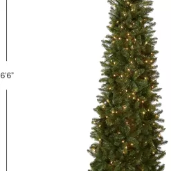 National Tree Company Artificial Pre-Lit Slim Christmas Tree, Green, Kingswood Fir, White Lights, Includes Stand, 6.5 Feet