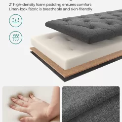 SONGMICS Storage Ottoman Bench, Bench with Storage, for Entryway, Bedroom, Living Room, Dark Gray ULSF088G01