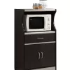 Hodedah Microwave Cart with One Drawer, Two Doors, and Shelf for Storage, Chocolate Grey