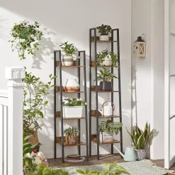 VASAGLE Bookshelf, 5-Tier Narrow Book Shelf, Bookcase for Home Office, Living Room, Bedroom, Kitchen, Rustic Brown and Black ULLS109B01