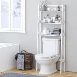 UTEX 3-Shelf Bathroom Organizer Over The Toilet, 3-Tier Shelf, Spacesaver (White)