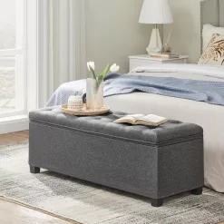 SONGMICS Storage Ottoman Bench, Bench with Storage, for Entryway, Bedroom, Living Room, Dark Gray ULSF088G01