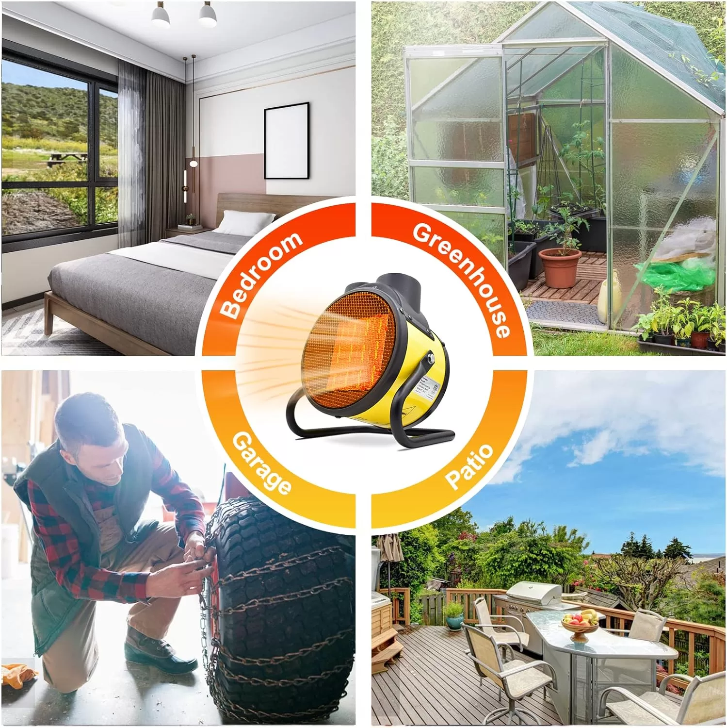 Electric Patio Heater - Greenhouse Fan Heater Portable Space Heater