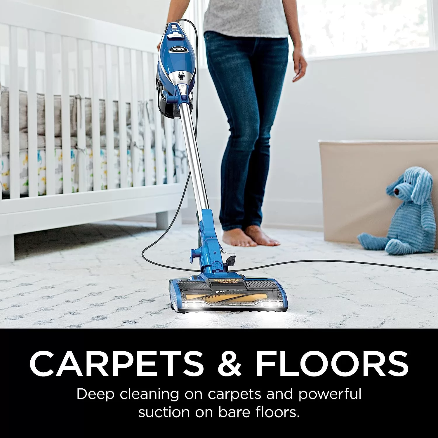 Shark HV343AMZ Rocket Corded Stick Vacuum, Crevice Upholstery Tools, Blue/Silver